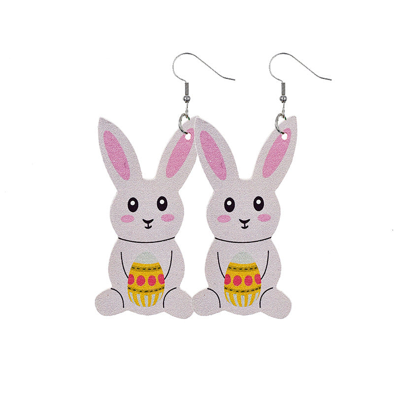 Wholesale Easter Bunny Egg Leather Earrings